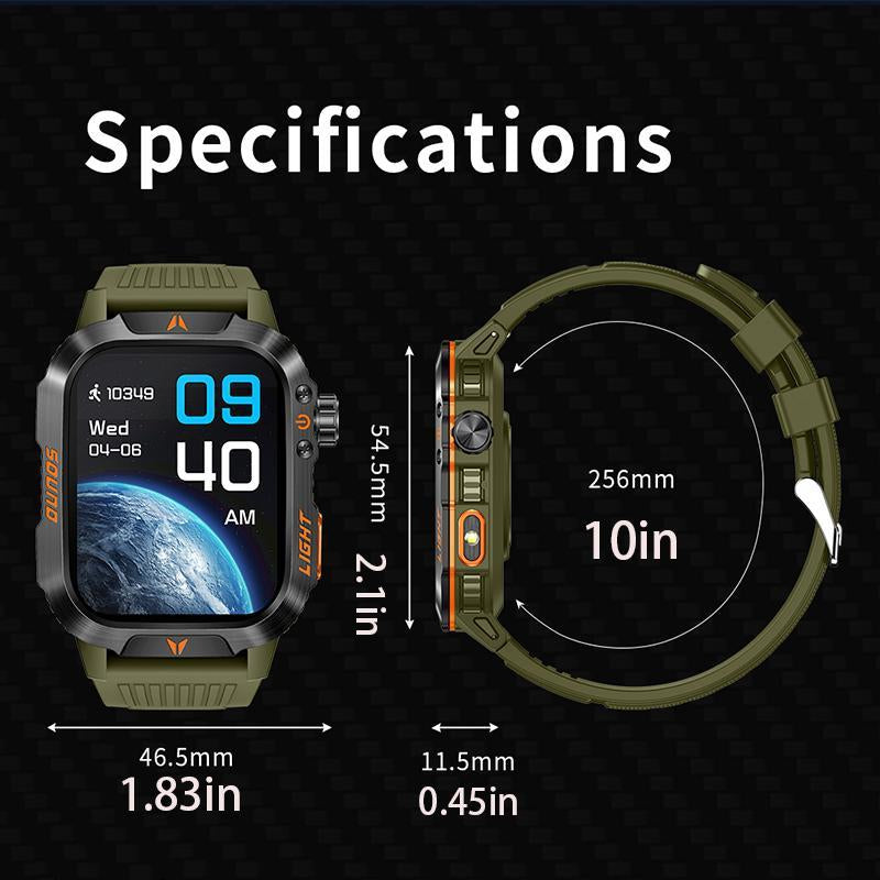 2.01 Inch Large Screen GPS Smartwatch, Fitness Tracker Android Watch with 100+ Sports Modes, Health Management, LED Light, Compass, 600Mah Large Battery Life for Men & Women