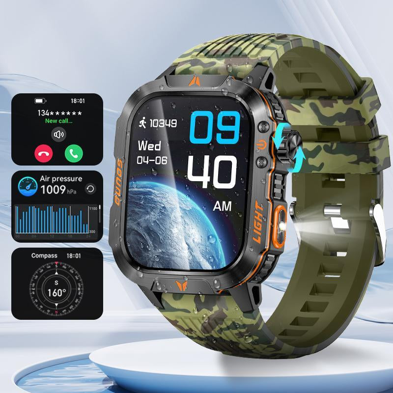 2.01 Inch Large Screen GPS Smartwatch, Fitness Tracker Android Watch with 100+ Sports Modes, Health Management, LED Light, Compass, 600Mah Large Battery Life for Men & Women